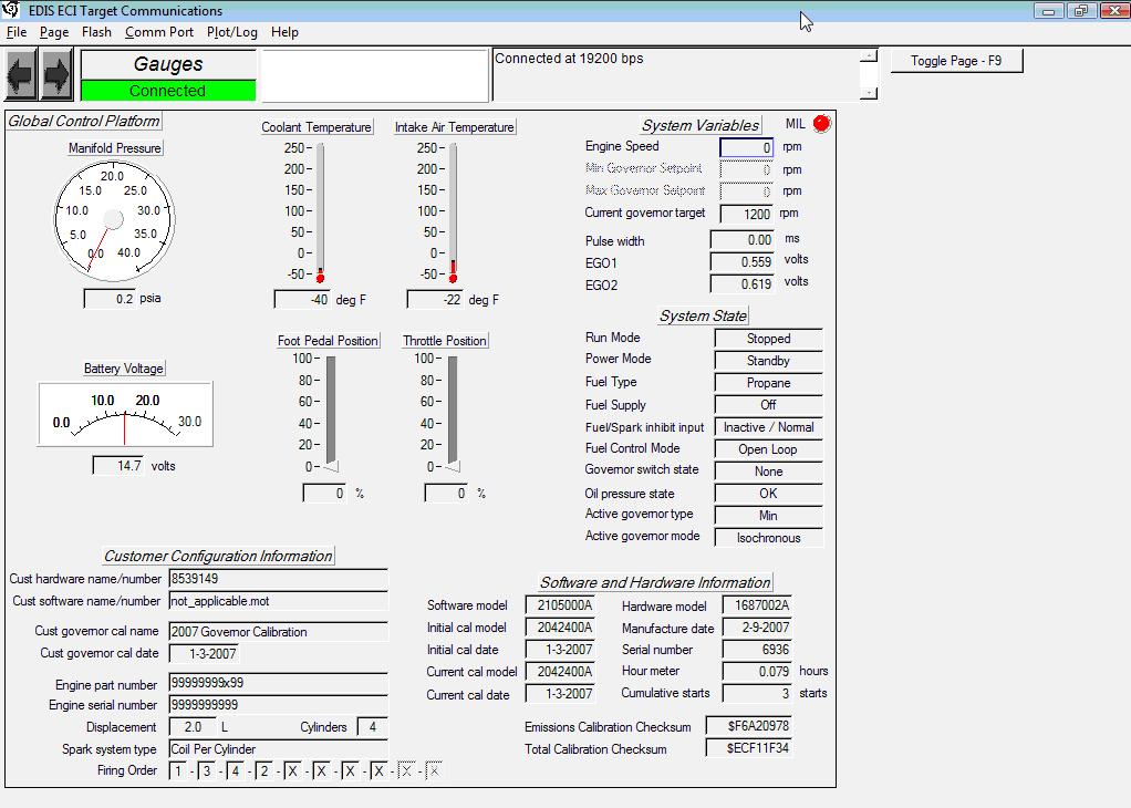 DST SERVICE PAGES Gauge Page Provides system data in large easy to read displays.