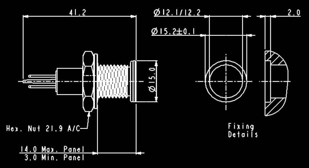 DX050/ol/Voltage Terminations: orward Voltage: ont. orward urrent: (max) Power Dissipation: everse urrent: (@Vr = 5V) ED uminous Intensity: Operating Temp.