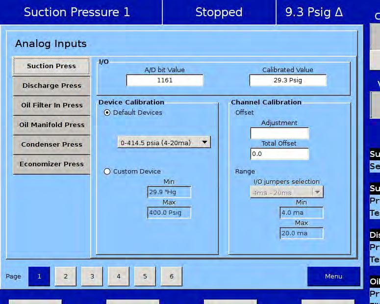 Section 13 Instruments Calibration Overview The Instrument Calibration screen allows the operator to define how the Vission 20/20 will interpret the signal from any devices attached to the panel s