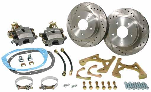 Perfect for the enthusiast that has upgraded his rear end and now wants the ultimate in braking. Kits include rotors, calipers, caliper mounting brackets, rubber hose kit, and mounting hardware.