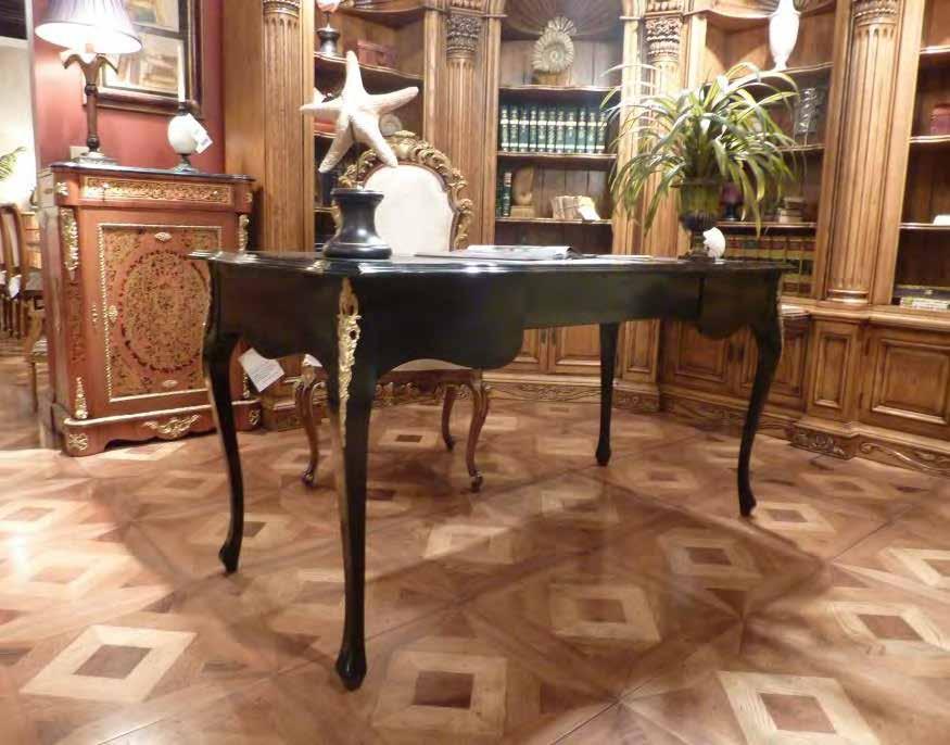 Writing Desk, Leather Top, 3 Drawers R62 Dimensions: W:66 7/8" D:31 7/8" H:31 7/8"