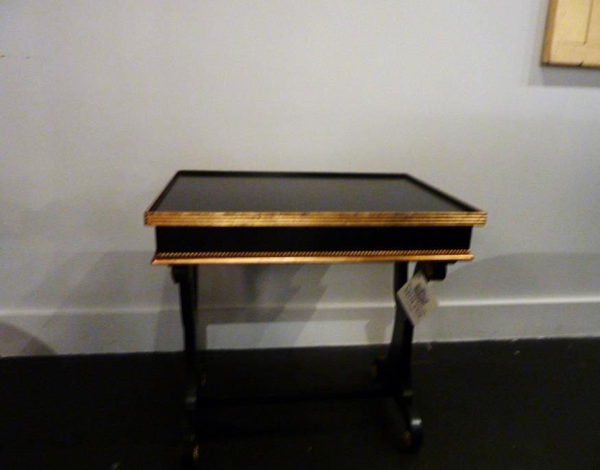 50 T124 Small Rectangular Table Dimensions: Black w/ Bronze Gold No