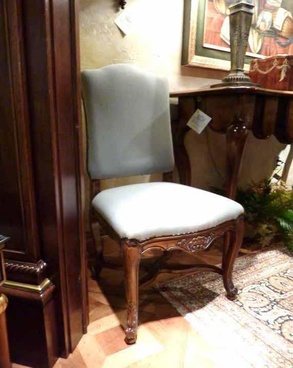 Chair S170 Dimensions: W:23 5/8" D:24 3/8" H:43 2/8" Antique Walnut Muslin +Pumice