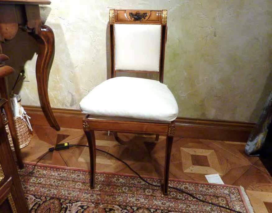 Chair with Cushion S221 Dimensions: W:16 7/8" D:17 3/8" H:35 3/8" Burl 03 w/
