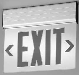 Surface Mount Edge-lit Exits Suitable for applications requiring attractive edgelit exit signage, universal installation and low energy consumption. Extruded aluminum or white finish lamp housing.