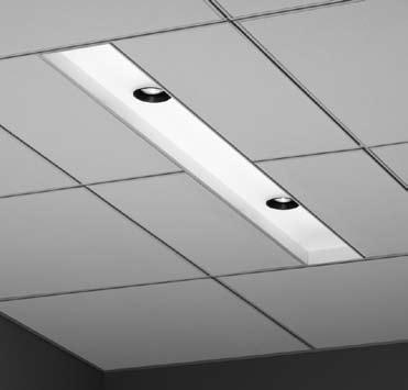 Recessed Accent Lighting BiFocal 6 Series Frosted clear acrylic lens. MR16 downlights floating within lens. Available in three ceiling interface trims. Mounting Recessed.