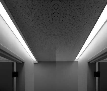 Staggered Ceiling Lighting Recessed SP Series Shallow profile minimally penetrates ceiling. Available in semi-recessed of fully recessed versions. Extruded aluminum housing and fascia.