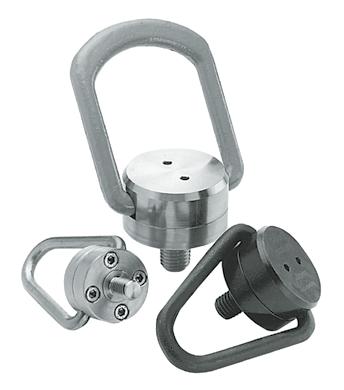 TM Tamper Resistant Design Swivels 360, Pivots 180 Eliminates Bending (of Eyebolt) Problem Forged, Oversized, One-Piece Lift Ring Rated at 5:1 Strength Factor Load Capacities to 4000 Lbs / 2000 Kg