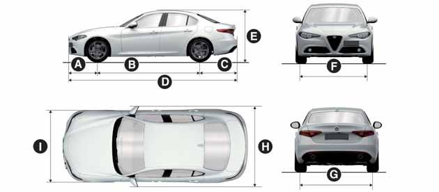 DIMENSIONS Dimensions are expressed in inches/millimeters and refer to the vehicle equipped with its standard-supplied tyres. Height is measured with vehicle unladen, fig. 157.