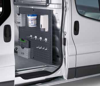 bott vario Load restraint perfo panel for vehicle bulkhead Creates an even, vertical surface on the vehicle bulkhead Powder coated steel Colour: anthracite grey (RAL 7016) Perforated for attaching
