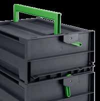 comfortable carrying Sprung catches secure the lid automatically when closed Plastic corner
