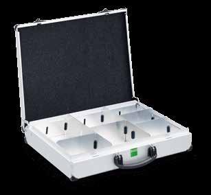 bott variocase case systems variocase M with dividers and cross dividers System depth 340 mm 4 cross dividers / 2 dividers Load capacity: 25 kg Material: Anodised aluminium Internal dimensions 446 x