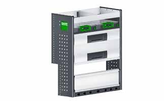 bott vario Modules Module M 231 Category I Module specification: Endframes with edge protection 1x base compartment with drop-front and lashing rail 1x shelf with anti-slip mat and 1 divider 1x