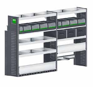 bott vario Modules Module L 941 Category II + III Module specification: Endframes with edge protection 1x base compartment with drop-front and lashing rail 1x shelf with anti-slip mat and two