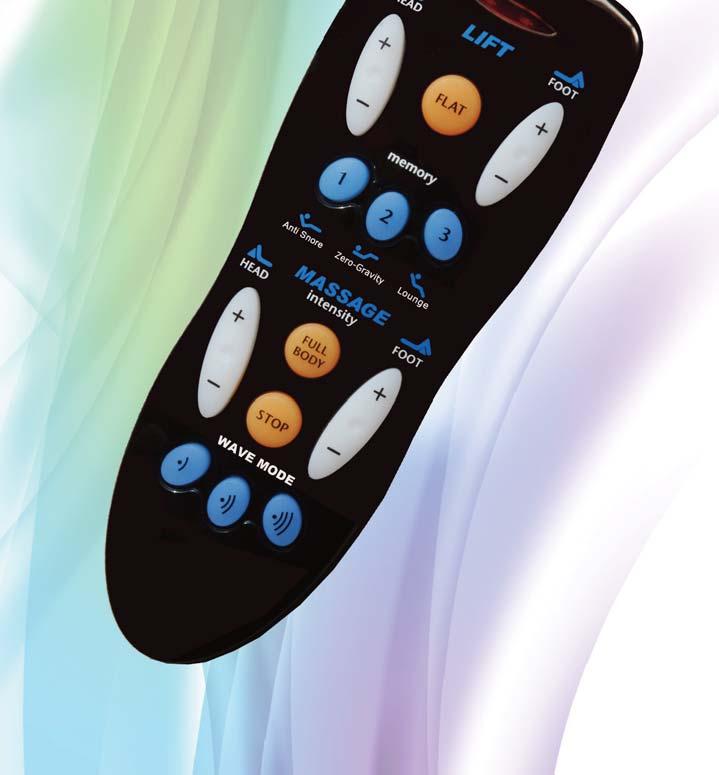 Wireless Hand Remote Operation A. Raises the Head of the Bed LED Signature Light E. Anti-Snore B. Lowers the Head of the Bed F.