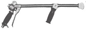 6-4 Complete Handguns Standard turbine spray gun. Adjustable from cone to stream spray. At 850 with #2. nozzle straight stream range is 45'. 2" (550 mm) long. PART NO.