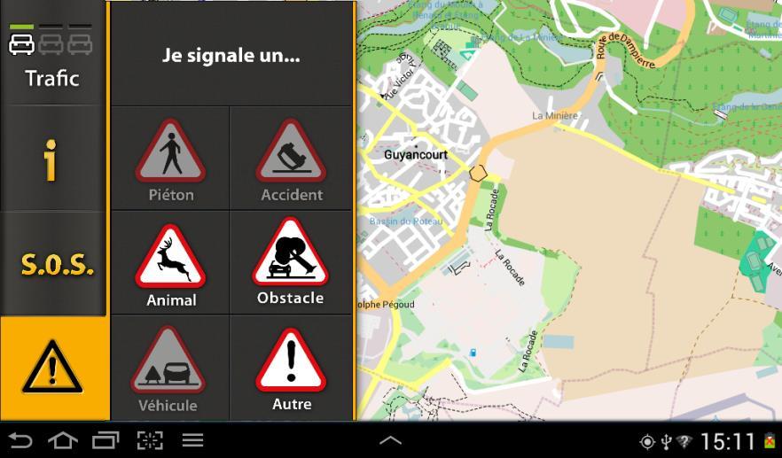 Human-Man-Interface (example 2) Obstacle on the road From to In vehicle (Android Tablet) In