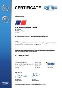 Qualification report for the generator // Manufacturing, Engine and Genset FAT documentation according to the project specific quality plan based