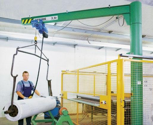 D-GS pillar-mounted slewing cranes 360 Operating range Outreach [m] 2 3 4 5 6 7 80 SWL [kg] 125 250 500 37684-5-1 1,000 Pillar-mounted slewing cranes offer a significant advantage wherever movement