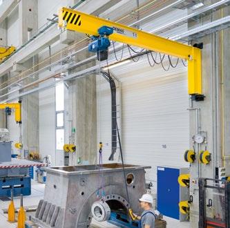 Optimum support Pillar-mounted slewing jibs and pillar and wall-mounted slewing cranes ideally supplement all materials handling installations throughout the
