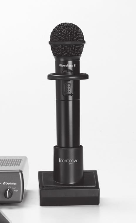 5 Using Microphone 1 1. Turn microphone on. Note indicator light Green = On and transmitting Red = Low battery. Hold top of microphone approximately in. (7cm) from mouth.