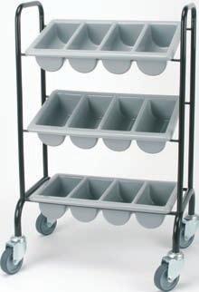 00 Cutlery Trolleys Square tube epoxy coated tray and cutlery dispense trolley.