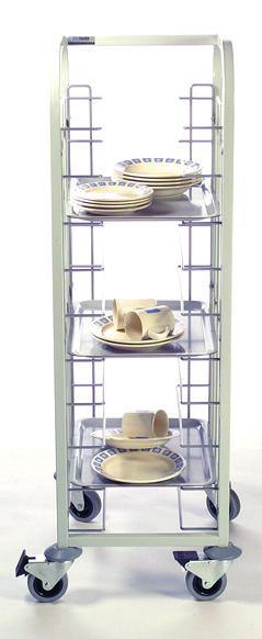 www.3663cateringequipment.co.uk Catering Tray Clearing Trolleys Square tube epoxy coated tray clearing trolley. Two banks of 10 trays, designed to take 460mm x 360mm trays.