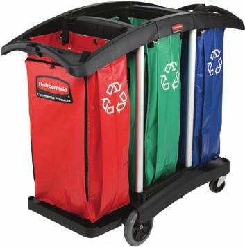 00 Triple Recycling Cart High capacity bags (sold separately) provide multi-stream waste sortation for efficient, cost-effective recycling.
