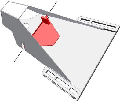 (Figure 9) Figure 9: Rainflap Rod in Pre-Bent Hinge Tab 2. Align the other side of the rainflap rod with the unbent hinge tab.