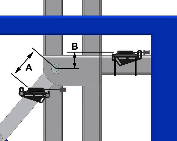 7.2 Roll Sensor Mounting Guidelines: Trapeze-Suspended Booms 1. When mounting the roll sensors, mount one to the trapeze link (boom frame) and one to the trapeze support (chassis).