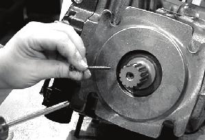Use a sheet metal screw with the point blunted. Install the screw into the punched hole just far enough to pull the dust seal out of its pocket. iii.