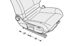 When a forward facing child seat is installed on the front passenger seat, adjust the vehicle's seat to the intermediate longitudinal position with seat backrest straightened and leave the
