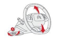 F Push the lever to change to the normal "day" position. Steering wheel adjustment F When stationary, lower the control lever A to release the steering wheel adjustment mechanism.