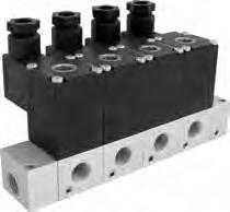 solenoid valves normally closed, actuated by permanent signal and endplates for common pressure supply (1).