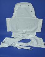 A B Manual Lift Slings One-Piece Commode Seat and Back Dacron, open mesh, double S chains, 21" W x 36"L. Two point sling, white.