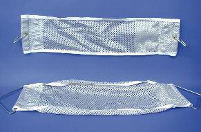 Two point sling, white. C/10 DOM (B) 028837 Each One-Piece Sling with Head Support and Web Strap Dacron, 54" L x 20" W.
