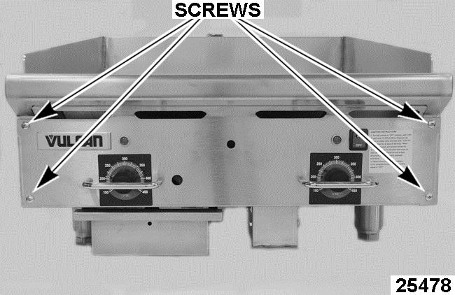 RRG SERIES HEAVY DUTY GAS GRIDDLE - REMOVAL AND REPLACEMENT OF PARTS REMOVAL AND REPLACEMENT OF PARTS CONTROL PANEL 3. Remove all screws from rear of griddle securing the back panel.
