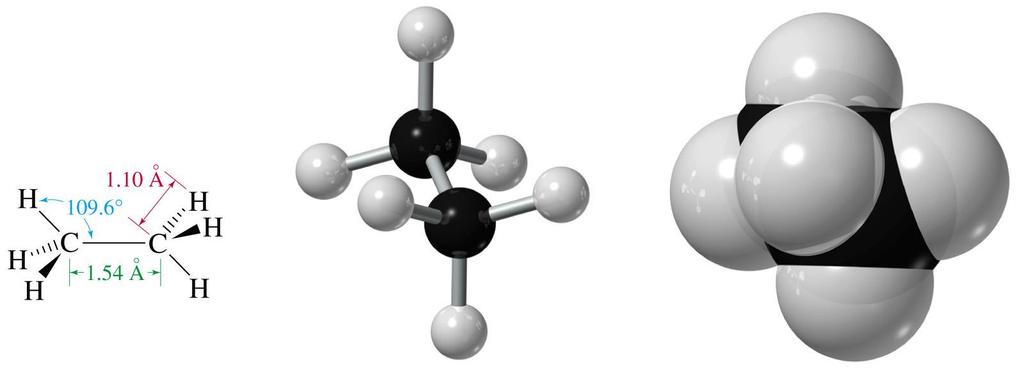 Ethane Ethane can be envisaged as two methyl groups joined by overlapping sp 3 orbitals forming the - bond. The - bond is 1.54Å.