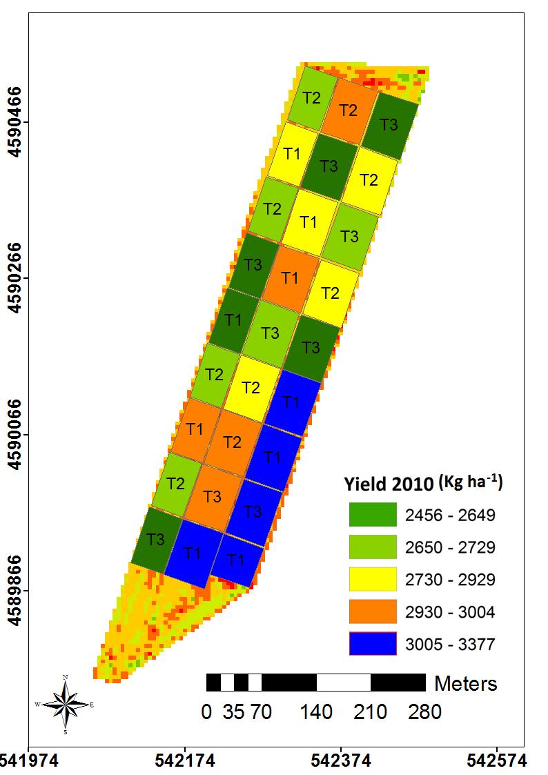 Yield Maps 2009 2010 N rates T1 90