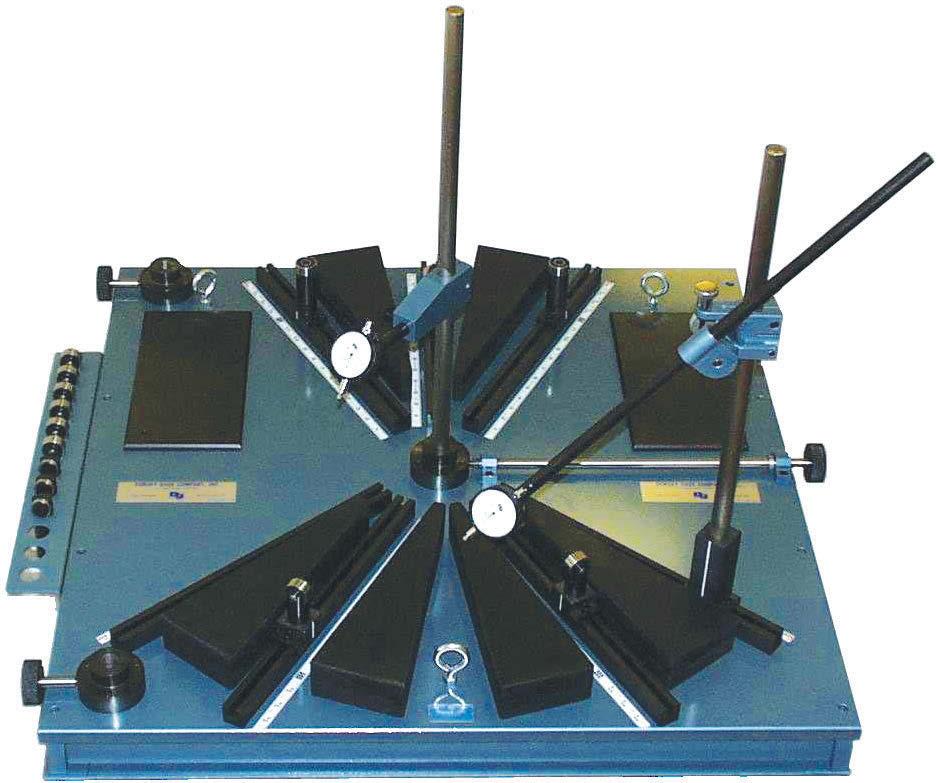 15 degree angled base plate with adjustable bridge gantry. Tool set with holder. Wooden shipping/storage case.