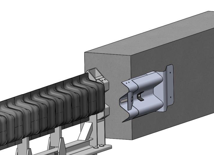 Fig. 21: Example of transition piece to concrete barrier. 2.8 Crash test on the transition The SMA End terminal has been tested according to the standard EN 1317 by using a Transition Section between the safety barrier system and the terminal.