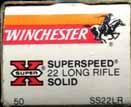 22 LONG RIFLE (HIGH VELOCITY). "SUPERSPEED". Same as LR- 1.5 except different top wording. LR-2.22 LONG RIFLE (HIGH VELOCITY-HOLLOW POINT) "SUPERSPEED".