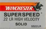 Same as LR -8A except after SUPERSPEED. LR-8C.22 LONG RIFLE (HYPER VELOCITY). "SUPERSPEED". Same as LR -8A except after WINCHESTER and SUPERSPEED. LR-9.22 LONG RIFLE (HYPER VELOCITY-HOLLOW POINT).