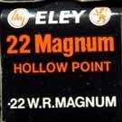 Green box with white printing. Contents unknown. WMR-1.22 WIN. RIMFIRE MAGNUM (SOLID). "ELEY".