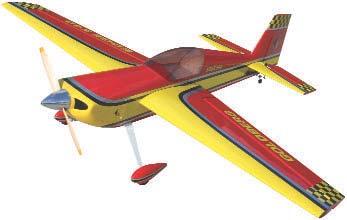 Length: 44 Weight: 4-3/4 lbs. Power:.40-.50 2-Stroke.50-.70 4-Stroke Radio: 4 or 5 - Chan. 7 - Servos WING SPAN: 67 OVERALL LENGTH: 64 WING AREA: 864 Sq. In. FLYING WEIGHT: 8 to 9 lbs. ENGINE:.60 to.