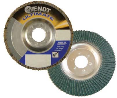 ULTIMATE FLAP DISCS ULTIMATE with Fiberglass Backing and other aerospace materials. Also for stone, masonry, marble and plastics. Resists loading on softer materials like aluminum, brass and bronze.