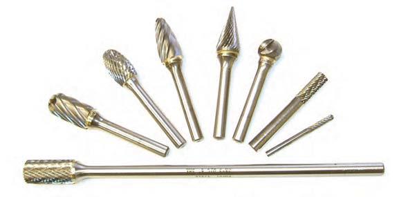 SOLID CARBIDE BURS Standard double cut is the most popular cut pattern for steel and stainless steel applications.