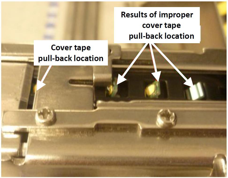 Key items to help reduce mis-pick rates SMT Feeders Tape carrier cover tape Pull back location