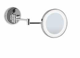 Wall mountend swiveling magnifying mirror with LED base Ø cm 10 specchio Ø cm 21 base