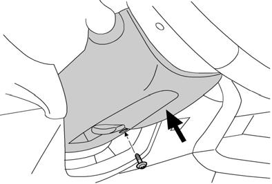 55. Fig. 56 53) Column trim installation a) Rotate steering wheel clockwise to access right steering column cover screw as shown in Fig. 56. Install one (1) phillips screw.